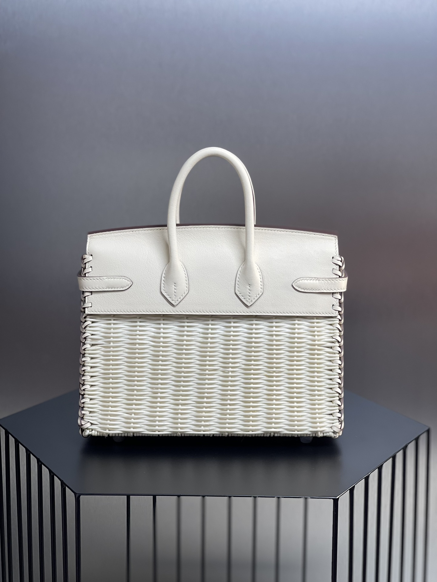 에르메스 버킨백25 피크닉 나타 화이트 은장